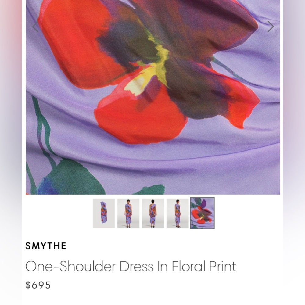 Smythe Lilac One-Shoulder Floral Midi Dress - Picture 4 of 7